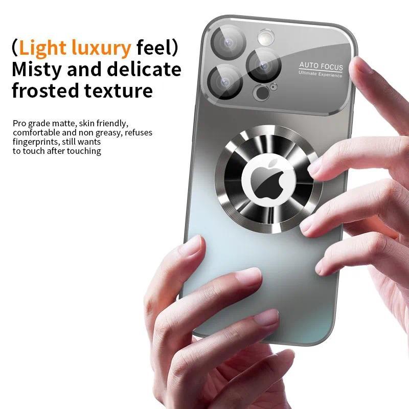 Fin Titanium Metallic Luxury Matte Case For iPhone 17 16 15 14 13 12 11 Pro Max Plus For Magsafe Glass Lens Camera Protection Cover
