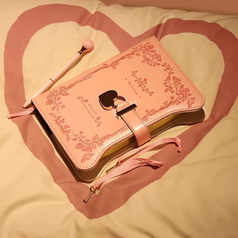 1PC Diary with Lock and Keys for Gift ldeas, 360Gold Edged Pages Jourmal for Women, B6 RefillableNotebook for Writing with Pen and Bookmark, Portable Notebook