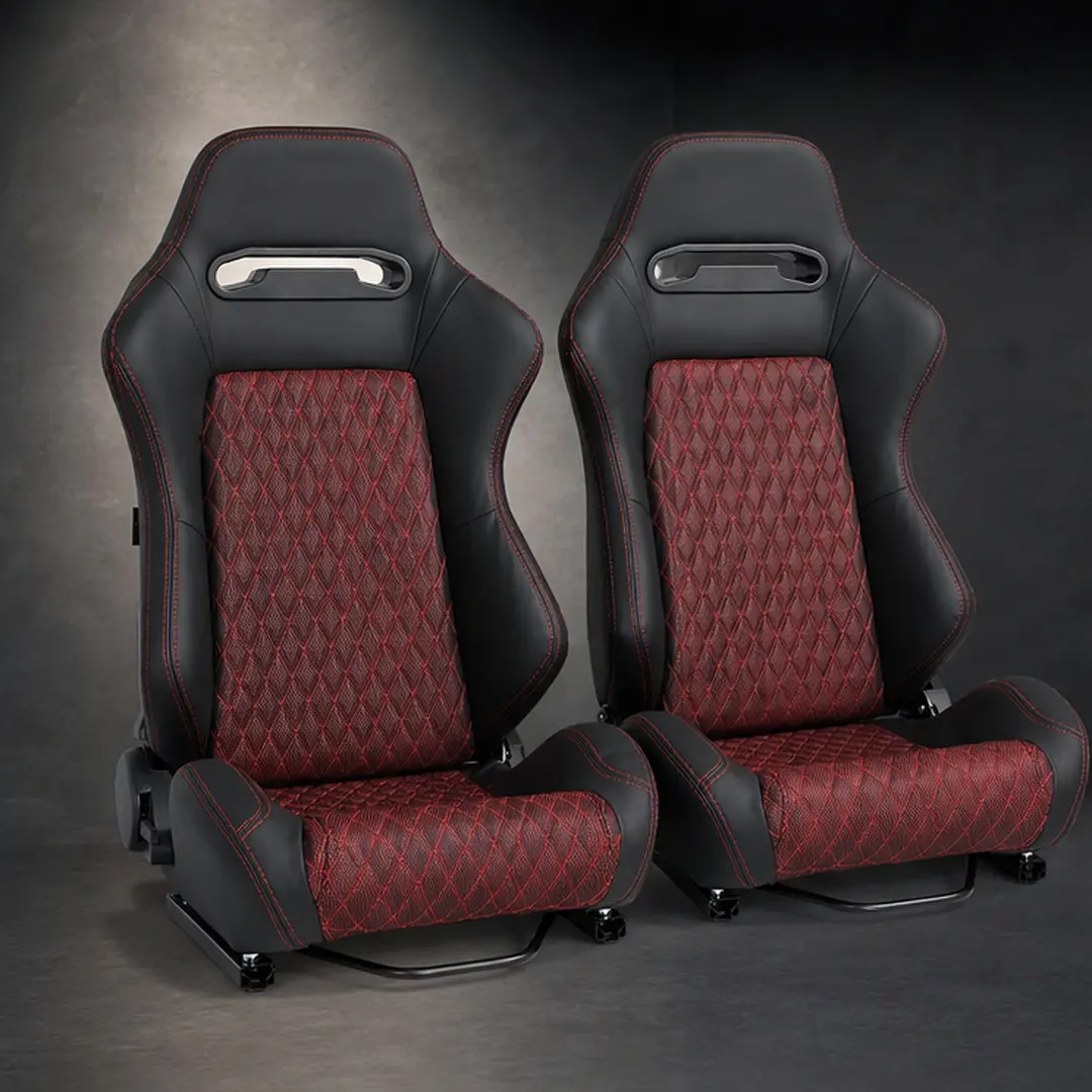 ARCH Universal Racing Seat for Car Owners, 165° Adjustable Backrest, Dual Lock Sliders, PVC Carbon Fiber Leather, Waterproof High-Elastic Sponge, Sport-Inspired Upgrade, Black+Red, Fits Most Car Models, 22.45x20.87x38.58in, Car Accessories, Accessories Fo