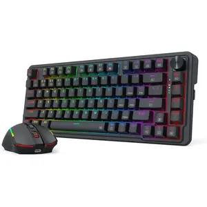 Redragon S168 3-Mode Wilreess Gaming Keyboard & Mouse Combo, 81 Keys K673 PRO RGB Gasket Keyboard and 8000 DPI M693 Gaming Mouse Bundle, Convenient Shared Dongle
