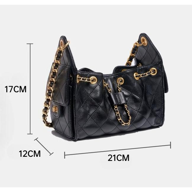 New Quilted Chain Bucket Shoulder Bag, Elegant & Stylish Crossbody & Tote Purse For Women, Versatile Daily Commuter Handbag With Chain Strap