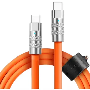 TsumoCharge    100W - Heavy-duty Unbreakable , Supports Data Transfer Type C to Type C , Cord Wrap Organizer Included, USB C to USBC 6FT/2M, Orange