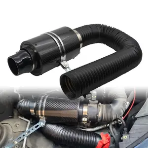 Universal 3 Inch Carbon Fiber Cold Air Intake Kit, Enclosed Air Filter Induction Pipe Hose, Compatible with Most Cars, Af021 Model