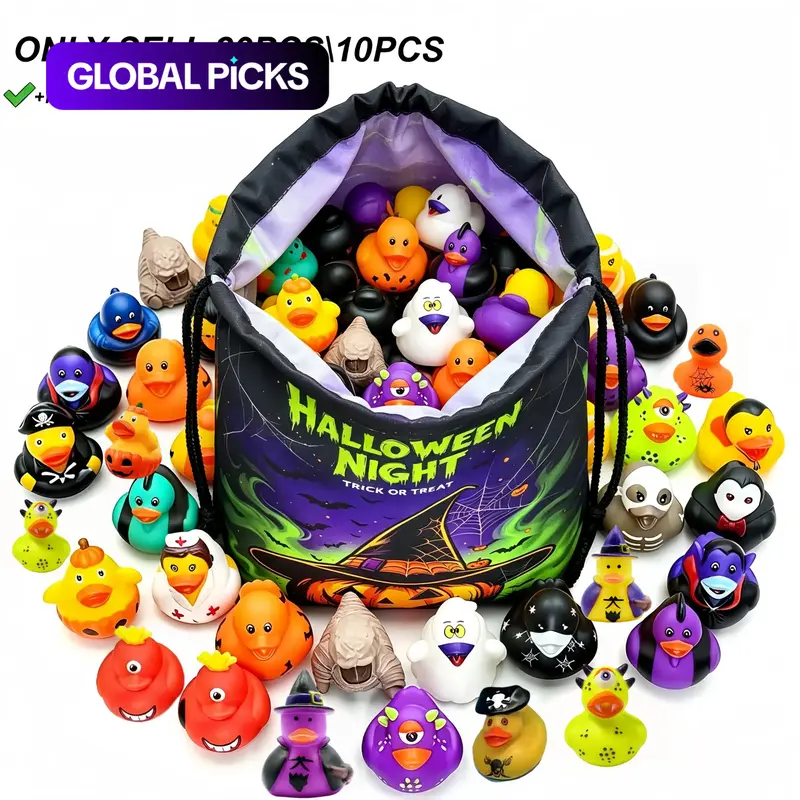 10PCS\20PCS Random Style Halloween Decoration Ornament Party Gift Rubber Duck, Shower Accessories Bath Toys Children's Halloween Decoration Trick-or-Treat Supplies Goodie Bag Filler Gift Bag Filler #GLOBAL PICKS