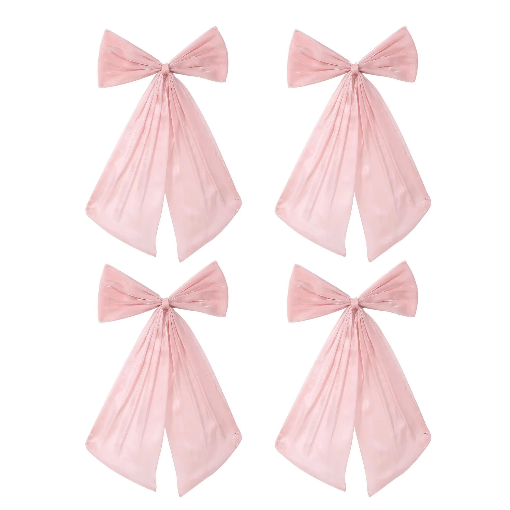 4 Piece Large Pink Bow Birthday Decorations, Sparkle Organza Coquette Bows Wall Decor, No Tying Needed, for Parties Weddings Backdrops