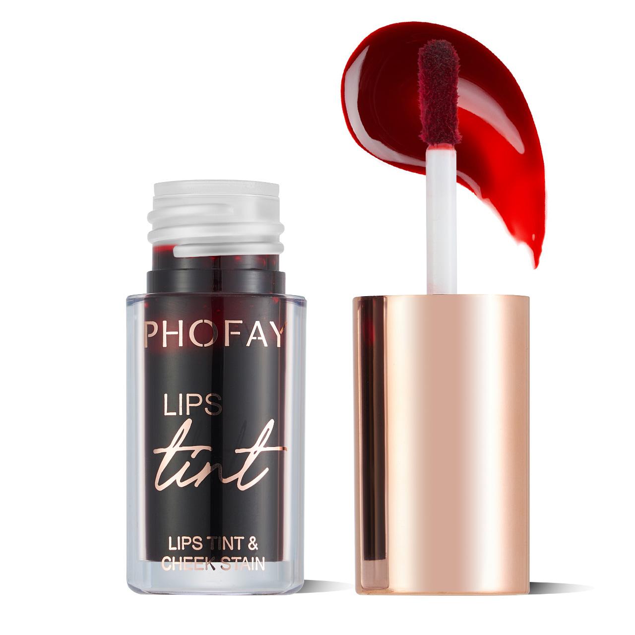 PHOFAY Lip Tint Long-wearing Non-drying 4 ML Anti-Dandruf Versatile for Lips & Cheeks Custom Color Layering Option