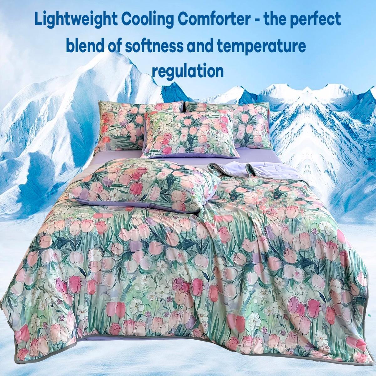 Solid Color Cooling Comforter, 1 Count Soft Breathable Skin-friendly Cooling Comforter, Cool Bedding for Home Office Use in Summer, Breathable Duvet Set, Lightweight Duvet, Machine Washable Duvet