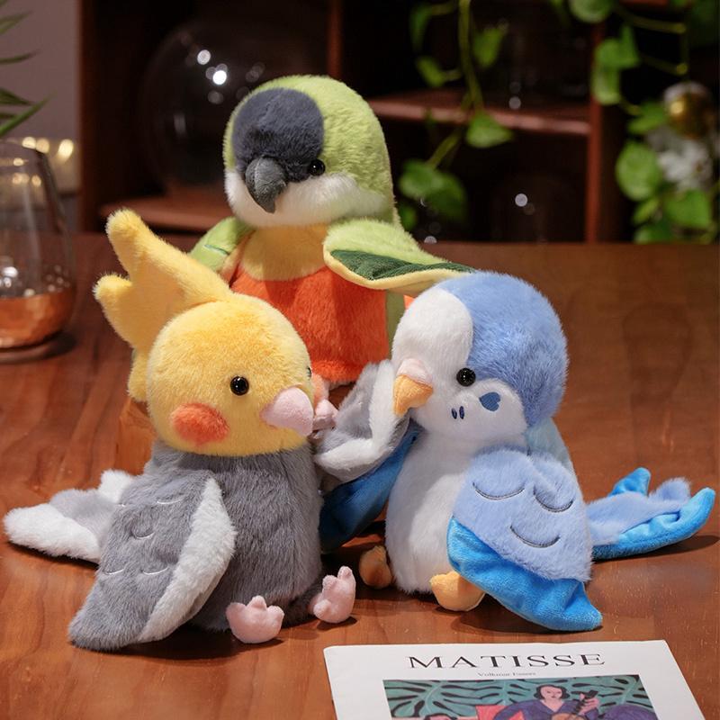 Bird Soft Stuffed Toys Doll Parrot Cosplay Plush Doll Educational Baby Toy Kawaii Cockatiel/Budgerigar/Monk Parakeet Hand Puppet