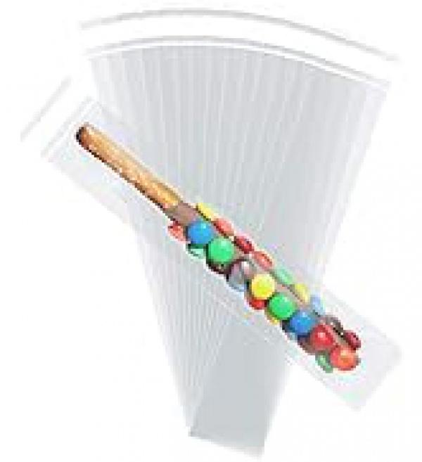 Self Sealing Cellophane Bags,2x10 Inches 100 Pcs Clear Pretzel Rod Bags, Resealable Bag for Packaging ICY Candy Popsicle