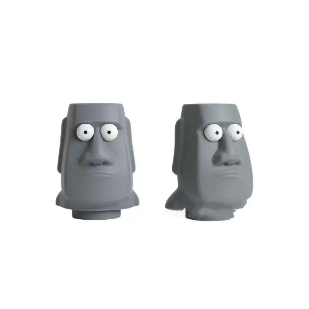 3D-printed "Cute Big-Eyed" Moai Figurine Stress Relief Toy - Fun Stress-Relief Gadget - Desktop Decoration - Holiday Gift - Home Office Decor