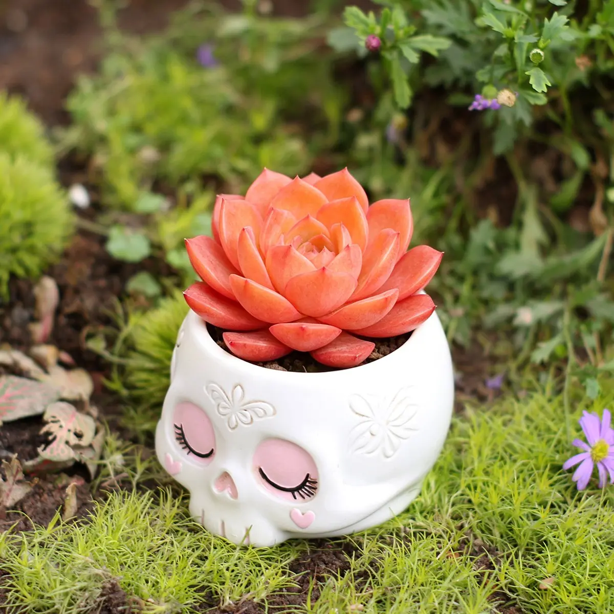 Skull Face Planter, Halloween Succulent Pot, Window Shelf Decor, Home Office Desk Ornament, Handmade Resin Craft, Perfect Gift
