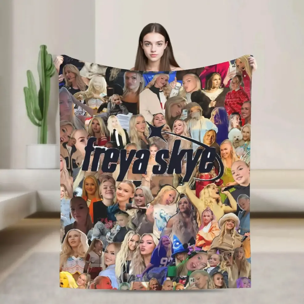 Freya Skye Flannel Throw Blanket - Art Graphic Print, Baby Blankets and Adult Blankets, All Season Blanket for Girls’ Bedroom, Winter Couch Decor & Aesthetic Room Style, Stylish Art Print Blanket, Perfect Birthday Holiday Home Decor Gift, All Season Blank