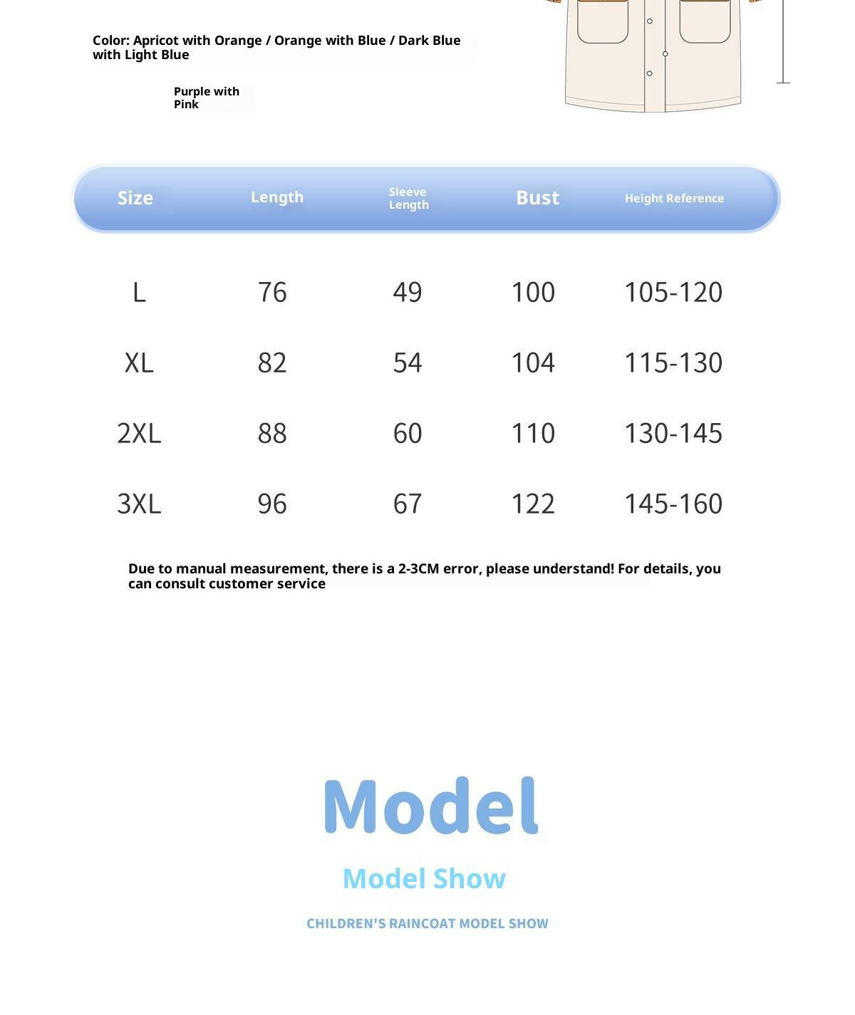 College style kindergarten with backpack, full body waterproof raincoat and raincoat