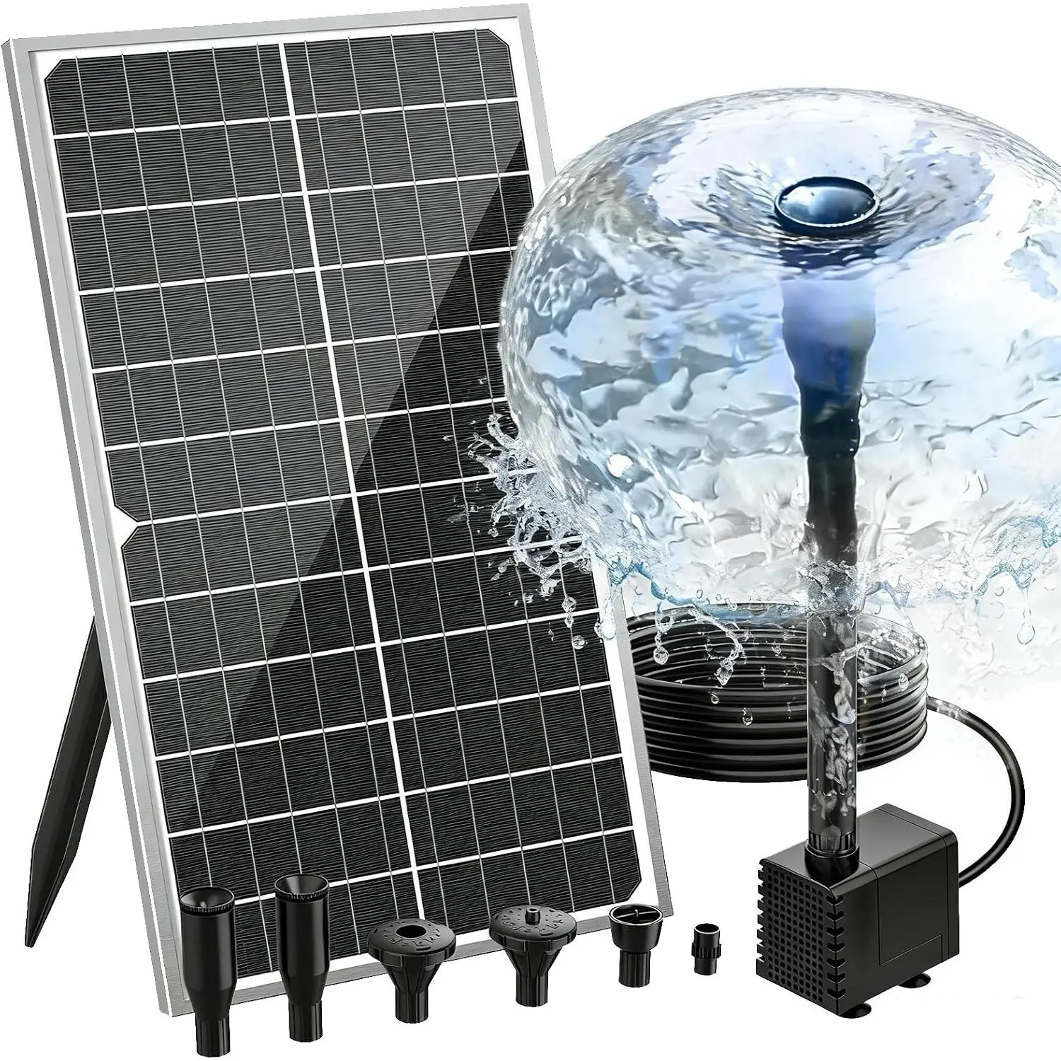 15W Solar Water Pump, DIY Solar  Fountain Kit with Upgraded Glass Panel, 2026 Solar Fountain Pump for Bird Bath, Fish , Backyard, Pond, Garden Waterfall & Pool Decoration