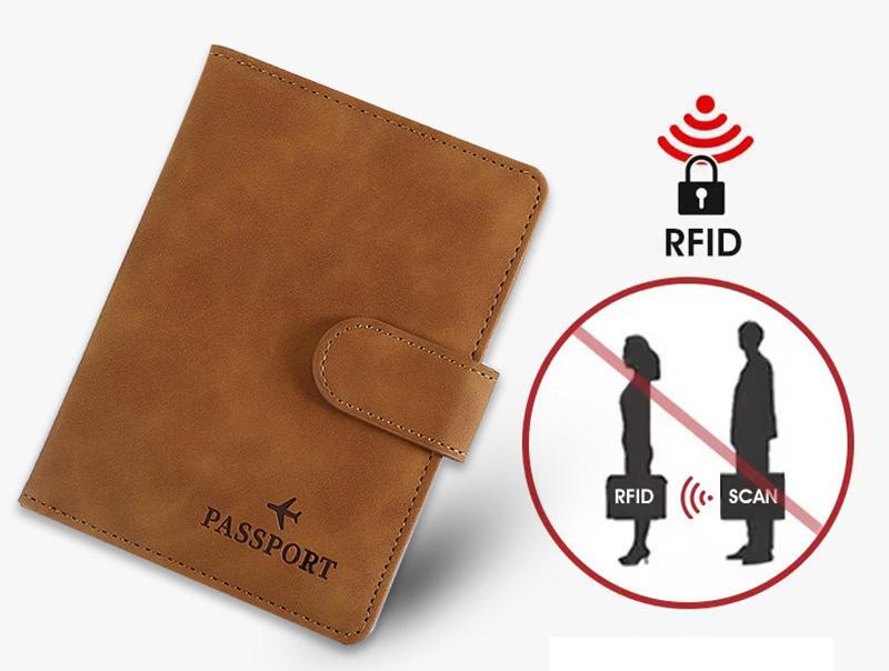 Leather Passport Holder Covers Case Waterproof Travel Credit Card Wallet Cute Passport Book for Women/Men Buckle Passport Cover
