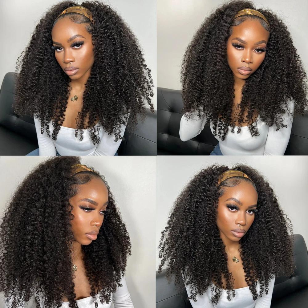 [3 IN 1 Half Wig] Deep Wave Seamless Flip Over Half Wig Human Hair Kinky Curly Invisible Hairline Glueless Beginner Friendly Curly Wigs for Women With Drawstring