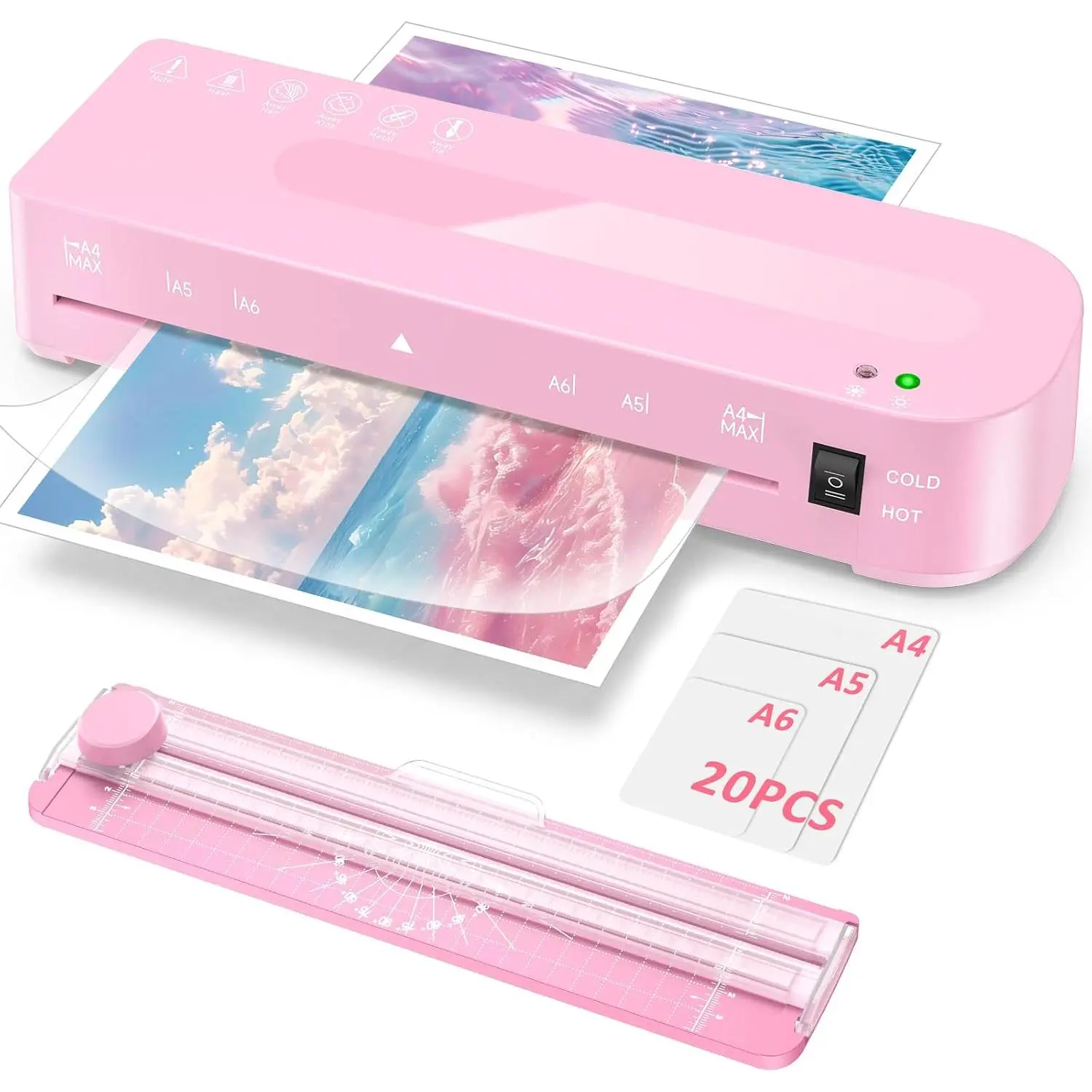 9 Inch Laminator Machine Hot & Cold with 20 Laminating Sheets and Trimmer