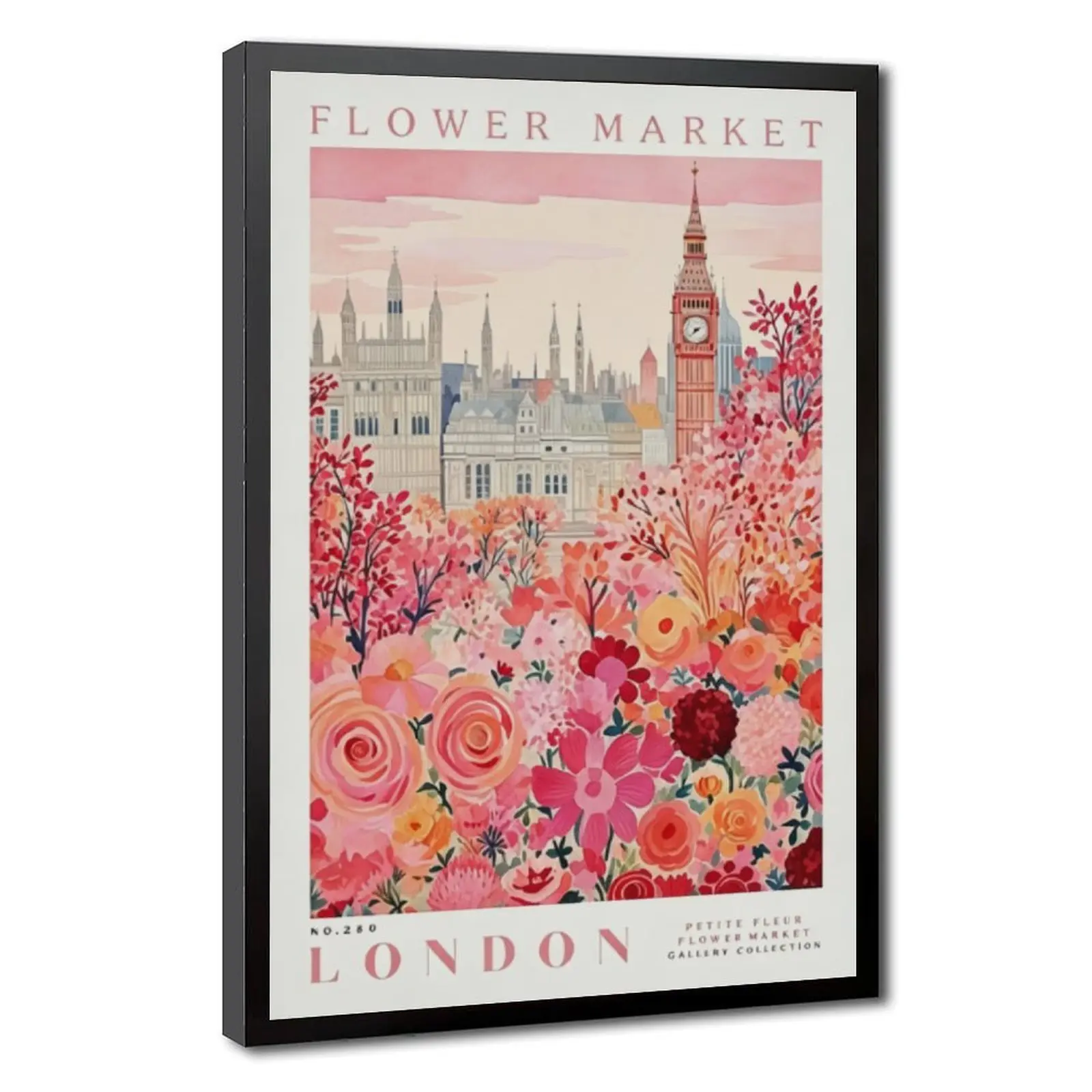 London City Poster, Flower Market Art Print, Botanical Floral Wall Decor, English Cottage Style Home Artwork