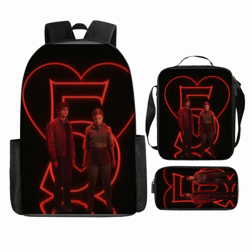 Stranger Things 5 Backpack Set, TV Series Character Student School Bag with Crossbody Bag and Pencil Case, 3PCS Kids Travel Backpack