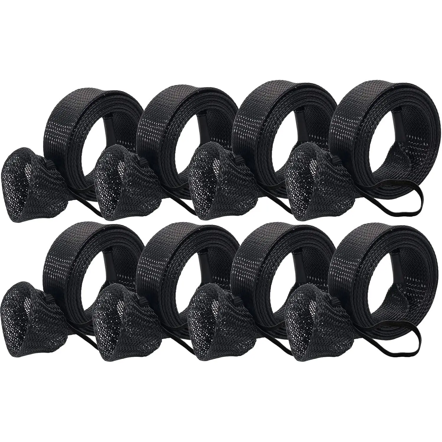 8 Pack Fishing Rod Socks Sleeves, 67 Inches Braided Mesh Rod Protector Cover for Casting/Spinning/Fly/Sea Fishing Rods (Black)