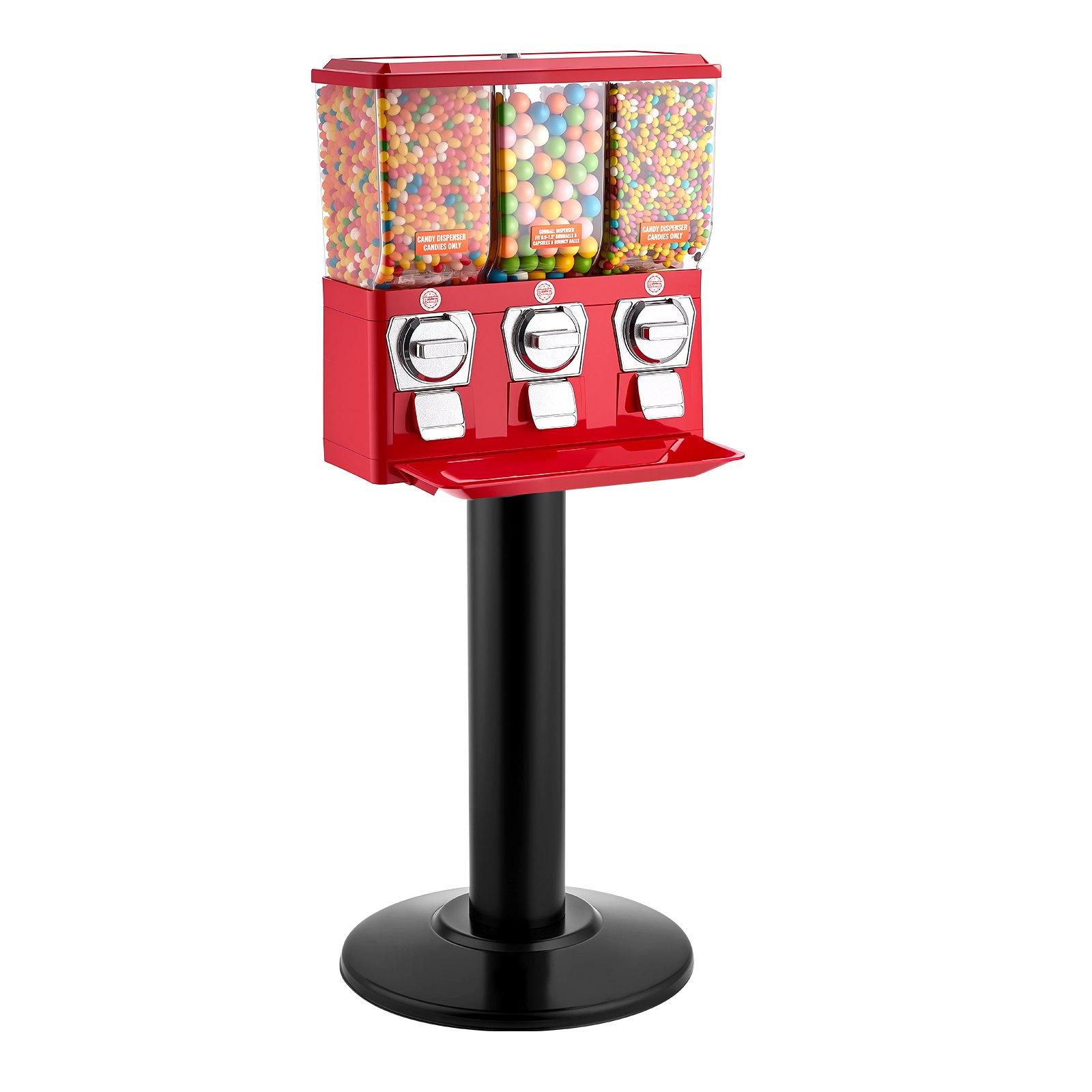 VEVOR Candy Vending Machine, Triple Compartment Candy Vending Machine with Stand, Gumball & Candies Vendings Machines with Built-In Cash Box, Detachable, Vintage Candies Dispenser for Shops, Arcades VEVOR Candy Vending Machine, Triple Compartment Candy Vending Machine with Stand, Gumball & Candies Vendings Machines with Built-In Cash Box, Detachable, Vintage Candies Dispenser for Shops, Arcades