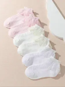 3 Pairs Kids Lace Edge Socks, Comfortable Design for Dance, Outdoor Activities, Various Occasions, Fashionable and Versatile Short Socks