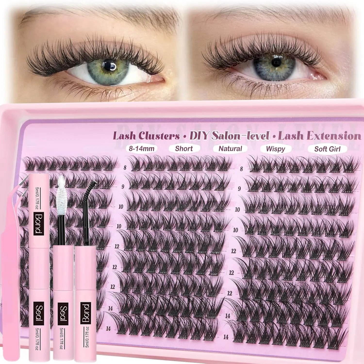 216 Pcs Ld Curly Fluffy Eyelash Clusters, Natural Look DIY False Lashes, Easy Extension with Glue and Sealant, Includes Tweezers