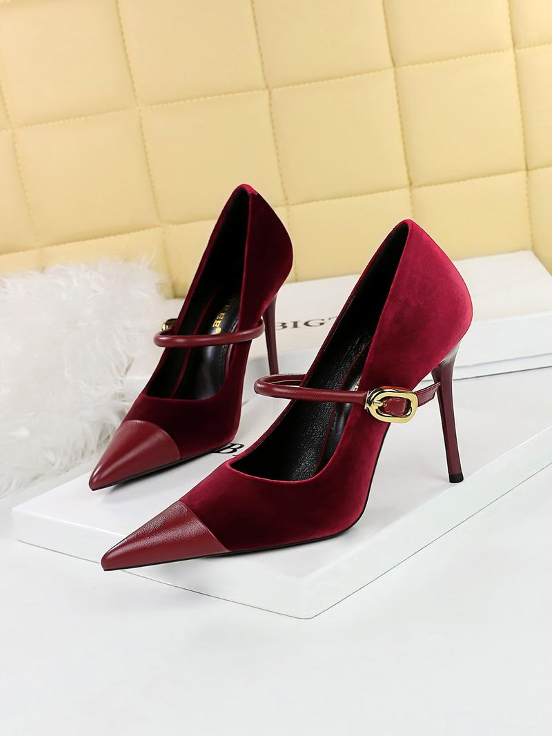 Women's Minimalist Temperament Solid Color Pointed Toe Stiletto Heeled Pumps, Elegant Buckle Design High Heels for Party, Fashionable Heels for Women