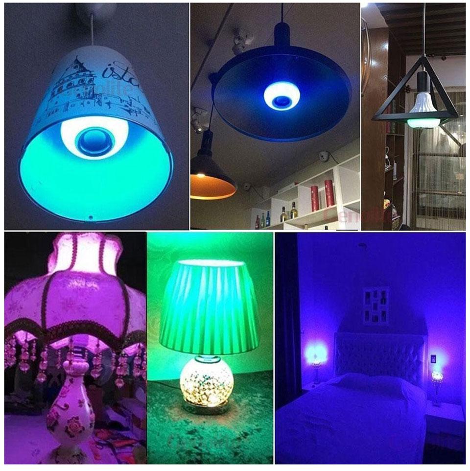 LED Light Bulb with Bluetooth Speaker Music Remote Control Color Changing RGB Lamp for Bedroom Party Decor
