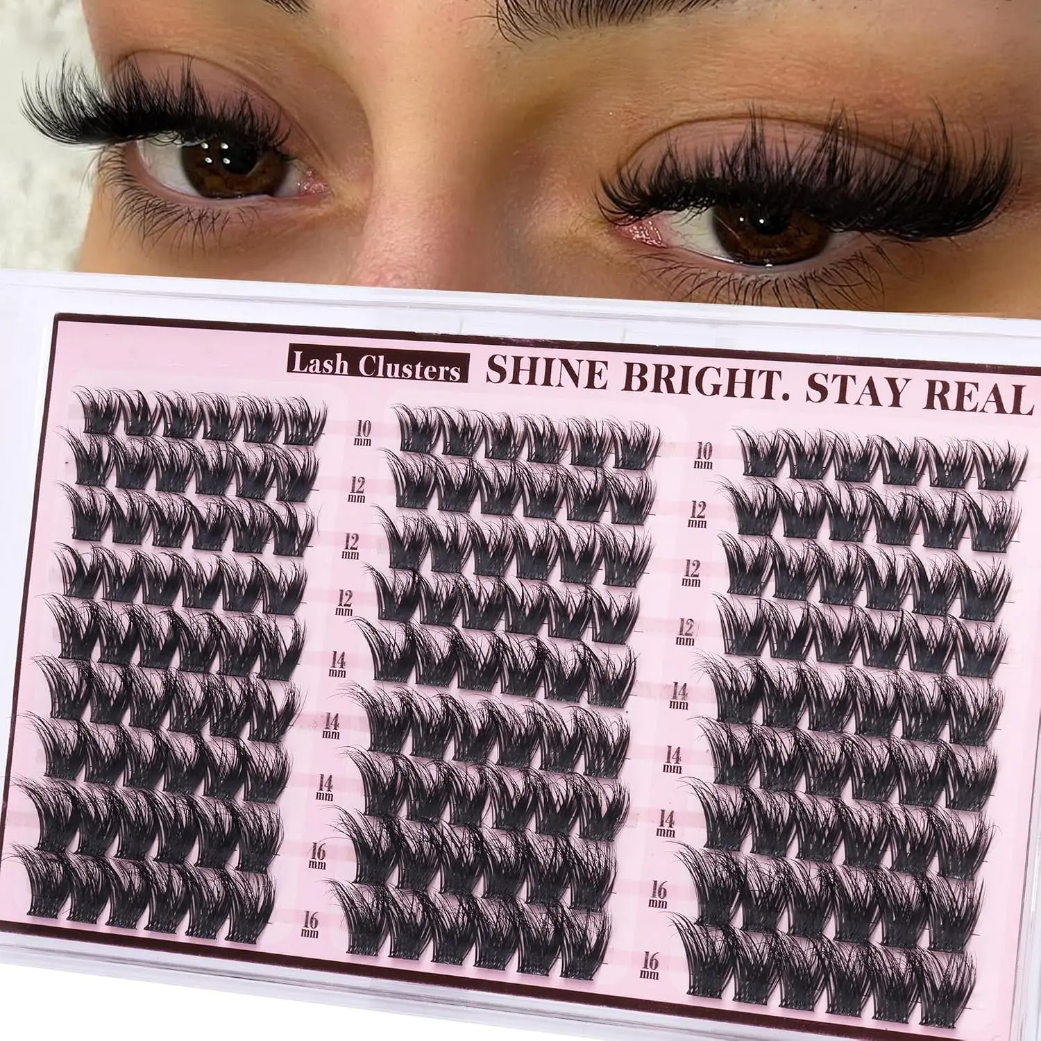 Fine Curly Eyelash Clusters, Natural Fluffy Soft Lashes, 10-16mm Mixed Lightweight DIY Lashes, 162 Pieces for Daily Makeup, Cat Eye, Dense Look, False Eyelash Cluster