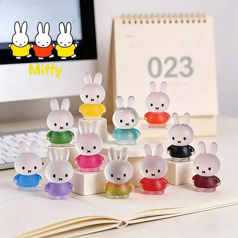 Kawaii Miffy Doll Cute Cartoon Translucent Sitting Posture Miffy Resin DIY Desktop Decoration Item Trendytoy Car Decoration Item