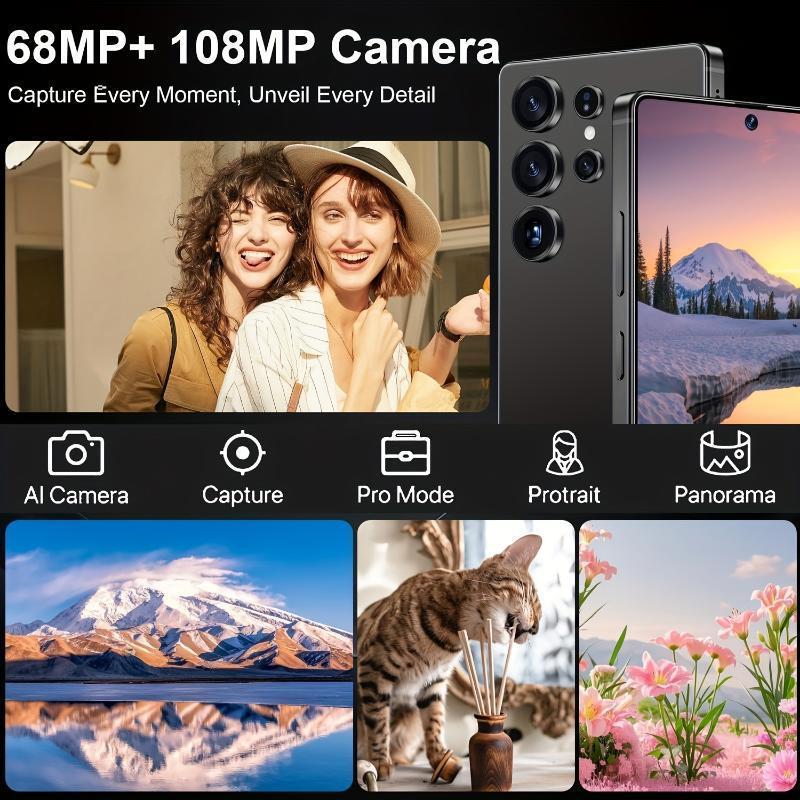 S25 Ultra Unlocked Smartphone - 8GB RAM + 256GB Storage, 17.27cm FHD+ Display, 13MP Front & 50MP Rear Camera, 6800mAh Battery, Dual SIM, GPS, Built-in Stylus, Earphones, Case & Screen Protector Included, Type-C Charging, Ideal Gift for Holi