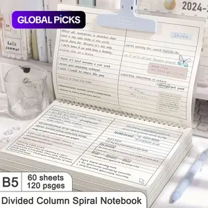 pvc soft cover coil notebook - Horizontal column design, B5 size, for study notes, work records, DIY handbooks, mind maps, suitable for students and office workers