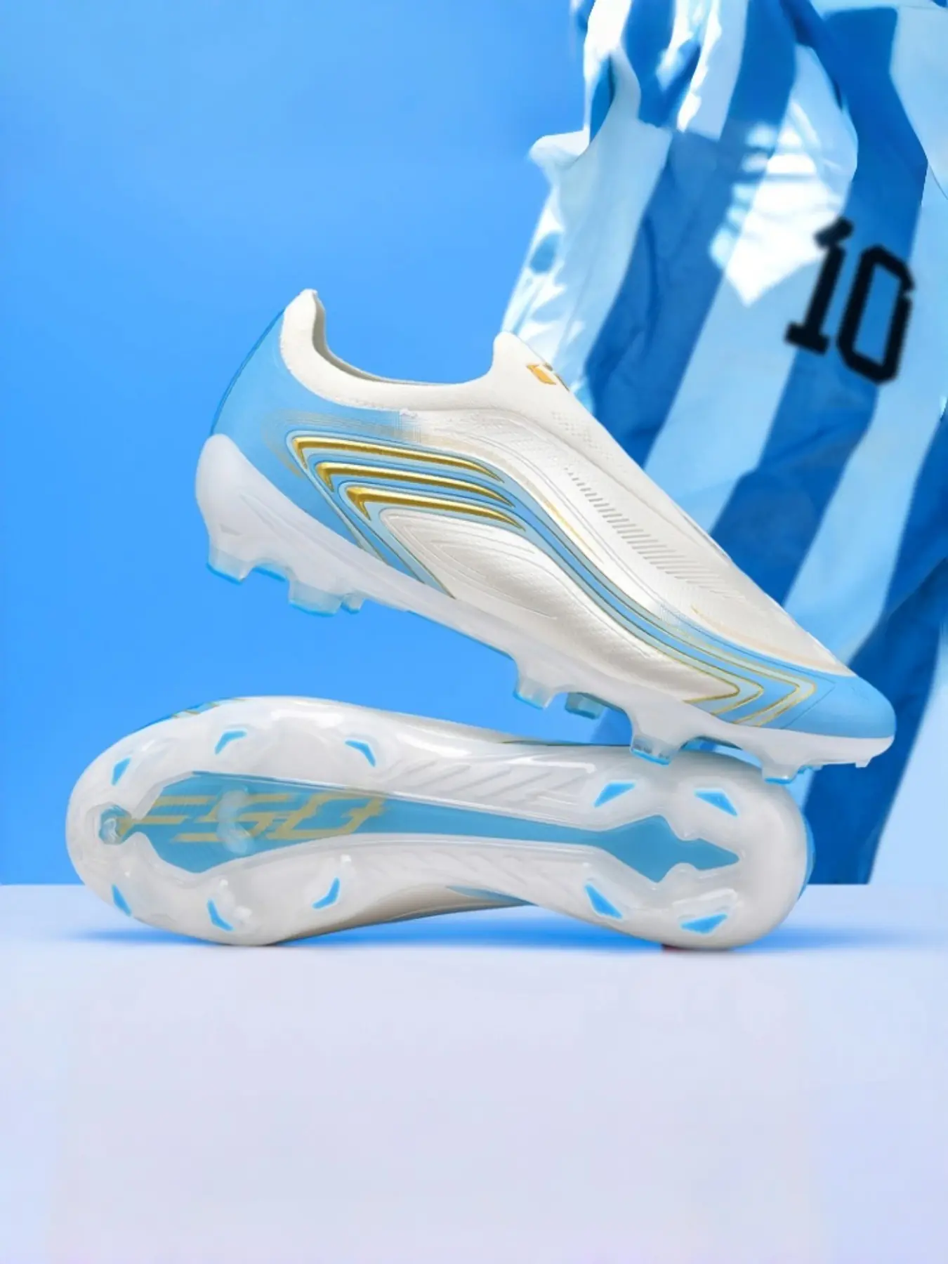 Men's & Youth Soccer Shoes, Sports Football Shoes, Dynamic Stripes, Professional Outdoor Training, High Grip Fg/ag Mixed Studs, Gradient Color, No Laces, Anti-Cut Sole