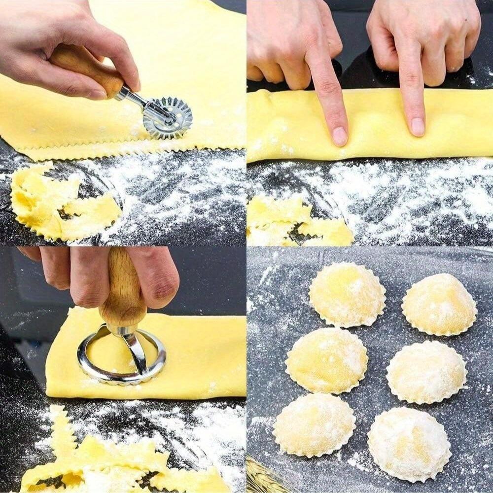 Set of 5 Ravioli Stamps, Wooden Handle Ravioli Cutter for Making Ravioli, Pasta, Dumplings, Lasagna, Pierogi, And Dough Pressing