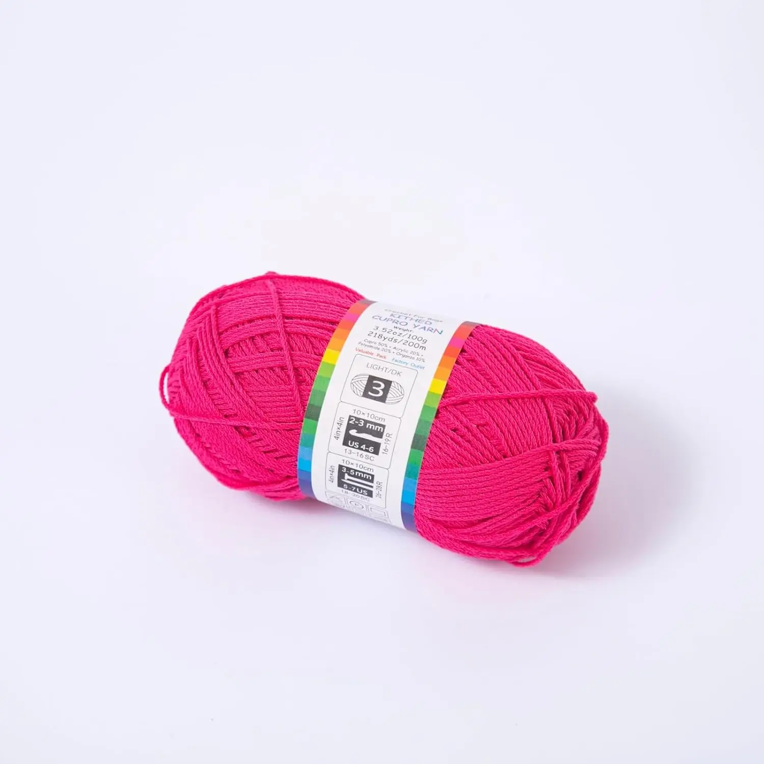 Cupro Yarn,3.52oz/100g,218yds/200m,#3 (Light),Knitting/Crochet for Bags,Amigurumi (05 Hot )