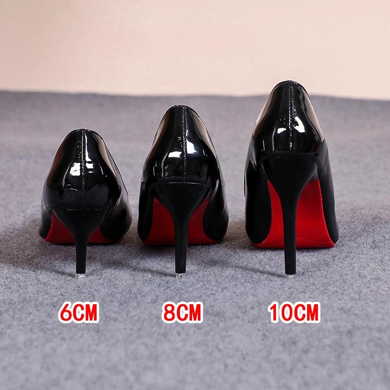 2025 Red Bottom Women Heels Classic Ladies Pumps Autumn Soft Leather Dress Heel Shoes Women Banquet Heels Slim Black Patent Leather Heels/S
