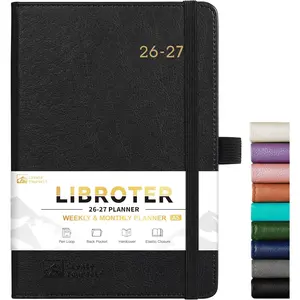 2026-2027 Academic Weekly Monthly Planner, July 2026 - June 2027, 5.7'' x 8.4'', Thick Paper, Leather Cover, Pen Holder, Back Pocket, Perfect Daily Organizer, Black