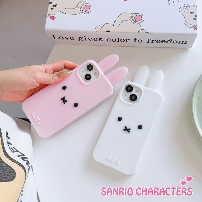 Luxury Cute Pink White Miffy silicone soft phone Case For iPhone 12 13 14 15 16 17 Pro Max Funny Cartoon long ear Miffy Cover﻿