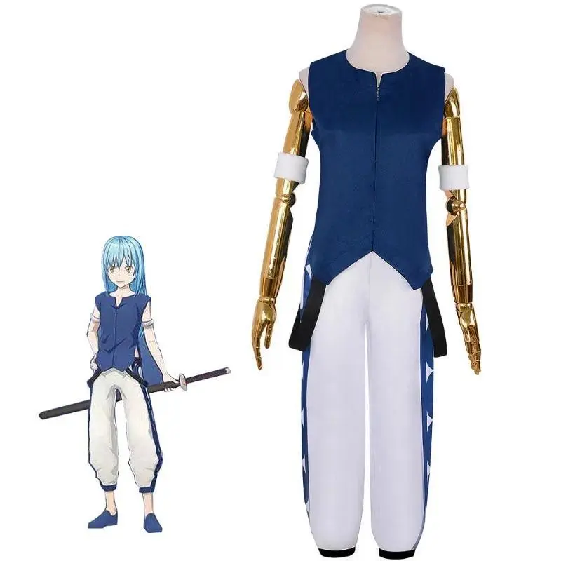 Unisex Anime Cos Time I Got Reincarnated Slime Rimuru Tempest Cosplay Costumes Halloween Christmas Party Sets Blue Uniform Suits