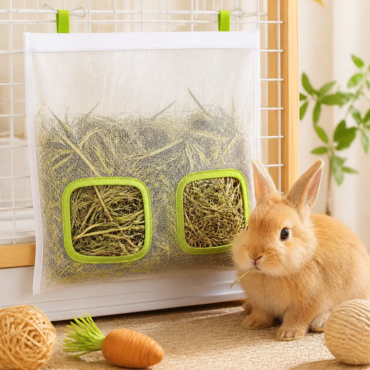 Durable Rabbit Hay Storage Bag, Hanging Hay Rack for Rabbits, Tough and Wear-Resistant, Ideal for Dutch Bunnies