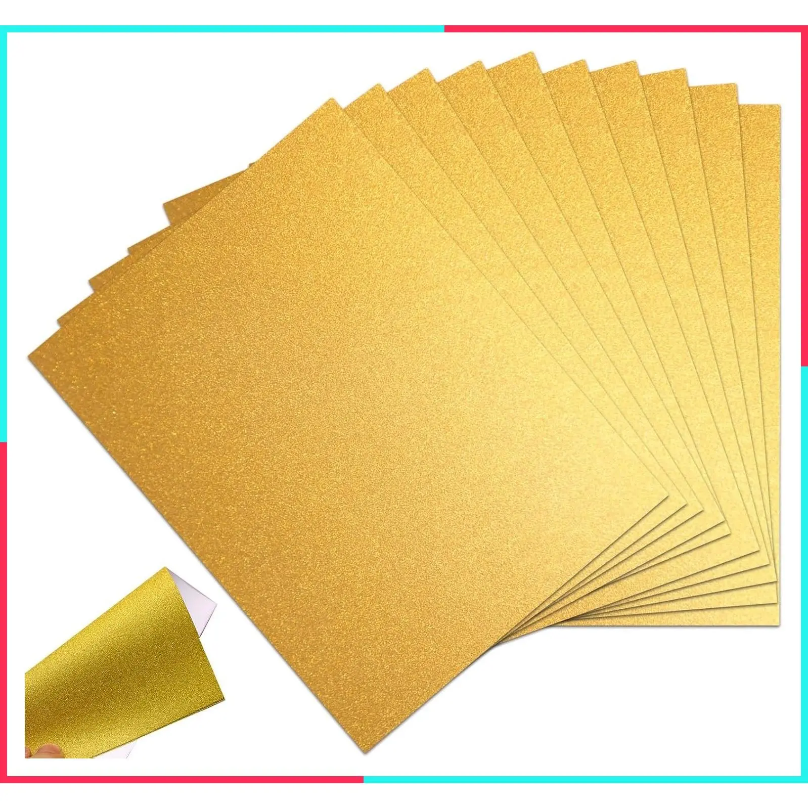 10 Sheets Gold Glitter Cardstock 250GSM/92lb No Shedding Sparkle Paper for DIY Crafts, Invitations & Cricut Cutting | Printer-Friendly A4 Size (7.87x11.8) for Scrapbooking & Gift Boxes