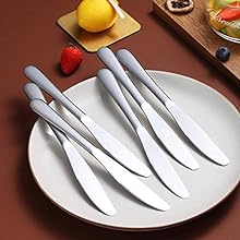Dinner Knives Set Of 6, Stainless Steel Shiny Mirror Dinner Knife, Butter Knife Spreader Table Knives Sturdy And Dishwasher Safe Birthday