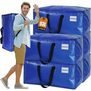 6-Pack Moving Bags Heavy Duty Extra Large with Reinforced Handle, Backpack Straps and Sturdy Zippers – Space Saving Reusable Storage Bags Alternative to Boxes for College Dorm Moving Essentials