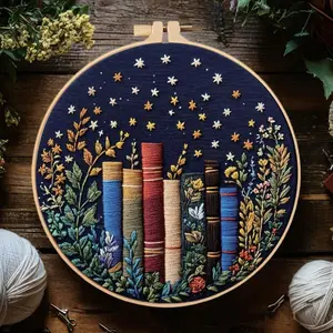 Starry Book Embroidery Kit, DIY Needlework Set with Embroidery Thread & English Guide, Beginner-Friendly Handmade Craft Materials, Handmade Gifts for Home Decoration