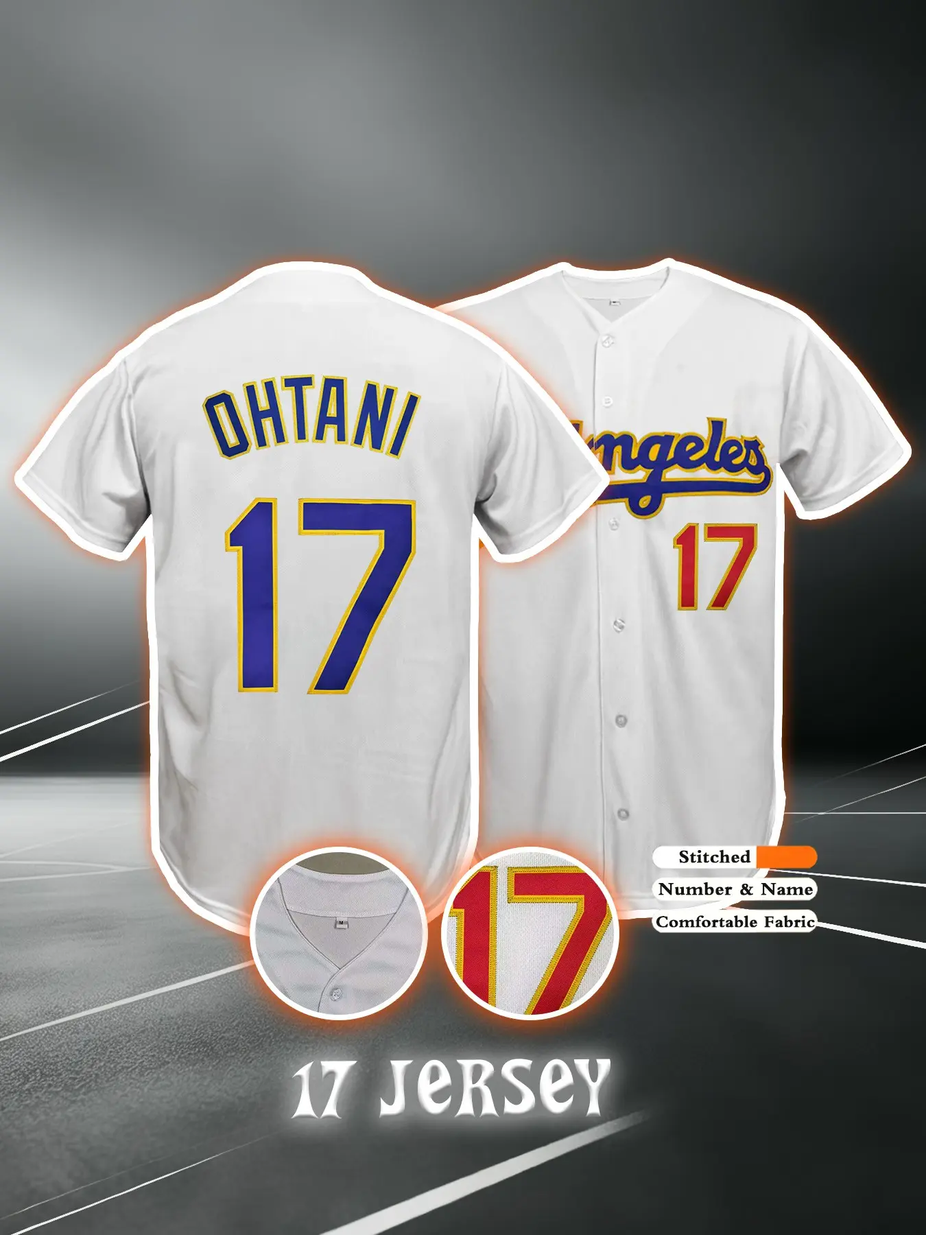 Men's #5 #17 #18 Baseball Jersey, Los Angeles Letter Embroidery, Casual Breathable Short Sleeve, Outdoor Sports, Streetwear, Fan Gift
