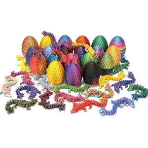 12 Pcs 3D Printed Dragon Eggs Mystery Pack with Dragons Mystery Inside,3D Printed Small Animals Fidget,Easter Gift,Desk Decorfidget toys