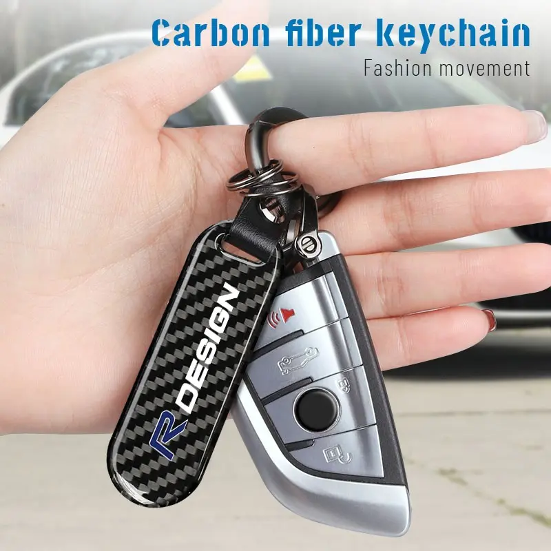 Car Carbon Fiber Keychain Key Chain Pendant Keyring Horseshoe Buckle For Volvo XC90 V90 V60 XC60 V40 EC40 EX40 S80 S60 S90 C40 XC40 V70 XC70 C30 C70 EX90 Rdesign