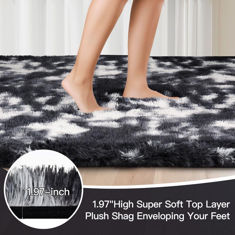 FAMVAL Large Size Plush Rugs Big Fluffy Area Rug Non-slip Soft Shaggy Carpet Mats for Livingroom Bedroom Nursery Home Decor B/W/G mix Christmas gifts