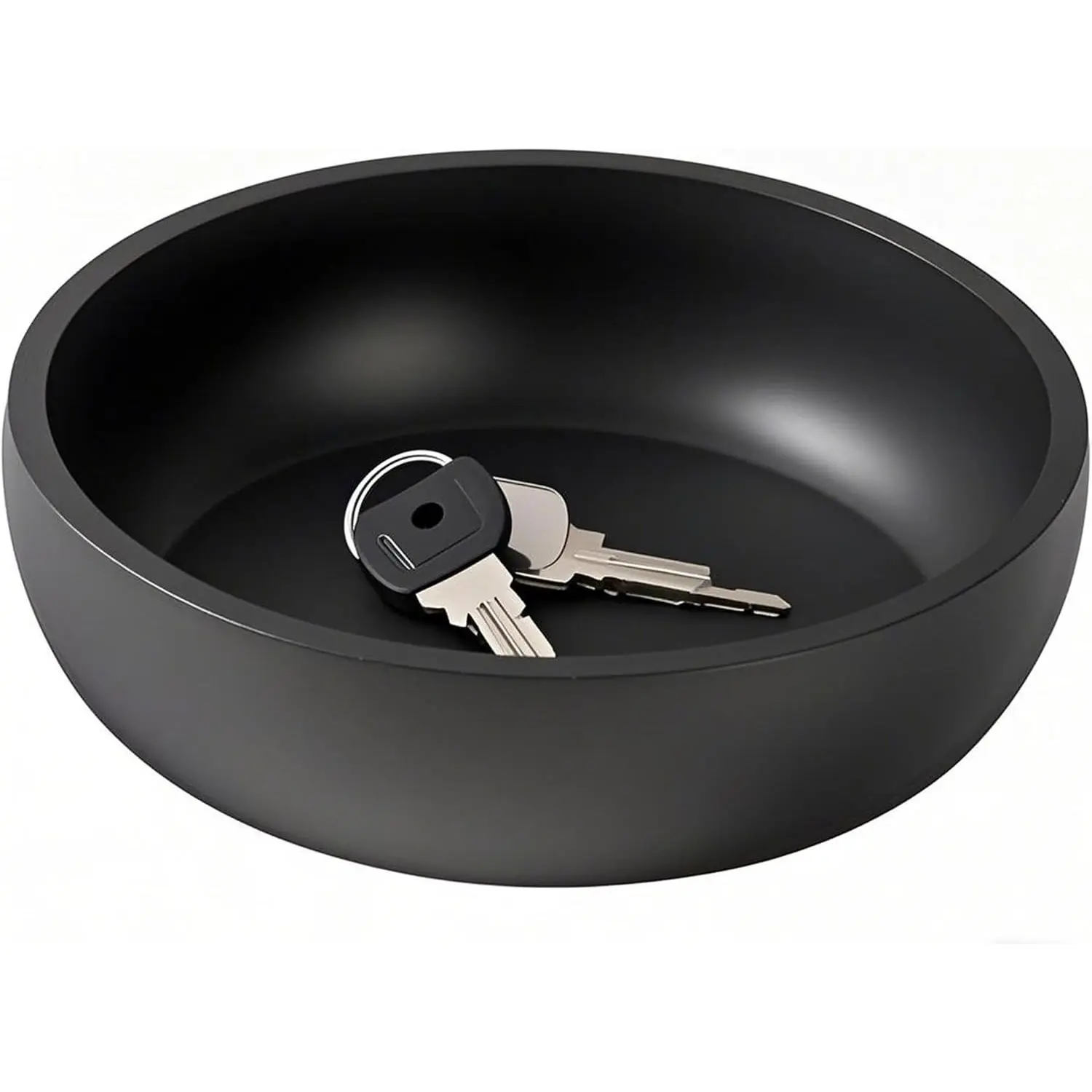 7.9" Concrete Large Key Bowl for Entryway Table Decor - Modern Industrial & Minimalist Decorative Key Holder Bowl for Keys- Charcoal Black- Smooth Texture - Sealed & Durable